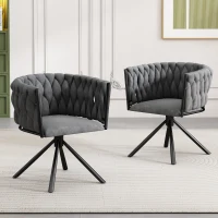 Sedia da Pranzo in tessuto effetto velluto Girevole a 360° e Imbottite, Design Ergonomico e Struttura in Metallo, Grigio(m-5)