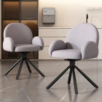 Juego de 2 Sillas de Comedor Modernas en Tela Efecto Terciopelo con Brazos y Función Giratoria Gris(m-4)