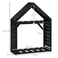 Outsunny Brennholzregal mit zwei Regalen, wetterfest lackiert, stabile Querstreben, 92 x 35,5 x 121,5 cm, Schwarz(m-3)