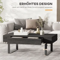 HOMCOM salontafel bijzettafel banktafel TV tafel salontafel woonkamertafel met lade planken stevig stalen frame eenvoudige structuur modern hout spaanplaat metaal donkergrijs 110 x 60 x 40 cm(m-6)