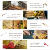 Outsunny 7-teiliges Imkerei-Werkzeugset Bienenzucht-Kit Imkereiset mit Smoker und Stockmeißel Bienenzuchtbürste Starter Kit für Imker rostfrei Stahl Holz Silber(m-6)