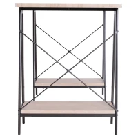 Vinsetto Computertisch Bürotisch Schreibtisch Arbeitstisch Esstisch 2 Regale MDF + Metall Natur+ Schwarz 140 x 60 x 75 cm(m-6)