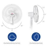 HOMCOM 138 cm Standventilator 5h Timer Ventilator mit Fernbedienung höhenverstellbarer Lüfter 3 Geschwindigkeitsstufen Verstellbarer 85° Neigungswinkel Stahl(m-6)
