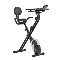 HOMCOM Heimtrainer F-Bike Fahrradtrainer Schwungrad Trimmrad mit 8 stufig einstellbarem Magnetwiderstand Rädern Stahl ABS Schwarz 97-107 x 53 x 22 cm(m-10)