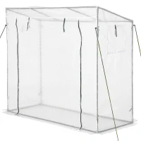 Outsunny Gewächshaus Treibhaus Tomatenhaus mit 2 Fenstern Frühbeet 200x73x168cm Weiß(m-9)