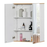 kleankin Badspiegel Badezimmerschrank Spiegelschrank Wandschrank mit 3 Ablagen Schminkschrank Spanplatte Weiß 60 x 20,5 x 75 cm(m-9)