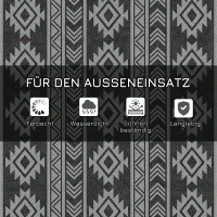 Outsunny vloerkleed voor buiten, waterdicht, dubbelzijdig ontwerp, hoogwaardige kunststofvezel, zwart+grijs, 182 x 274 cm(m-5)