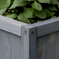 Outsunny  Hochbeet Blumenständer Garten Pflanzkasten mit Rankgitter Holz Rankkasten Grau 60 x 30 x 122,5 cm(m-8)