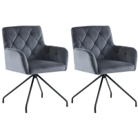 Set di 2 Sedie da Pranzo in tessuto effetto velluto con Motivo a Diamante, Sedie Imbottite Moderne con Gambe in Metallo, 49x57x82 cm, Grigio(m-2)