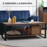 HOMCOM Beistelltisch, Industrial Design, mit unterer Ablage, Stahlrahmen, Holz+Schwarz, 120 x 60 x 45cm(m-5)