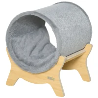 PawHut Katzenhöhle Katzenbett mit Regal Katzenhaus Katzenhütte mit Kratzunterlage Indoor Grau 41 x 40 x 47 cm(m-9)