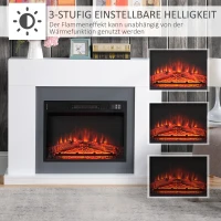 HOMCOM LED elektrische haard staande haard haardkachel met vlameffect 1800 / 2000W MDF PB panelen staal glas PP kunststof PVC wit 113 x 26,6 x 87,5 cm(m-4)