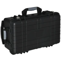 Outsunny Wertsachenkoffer mit Rollen und 2 Griffen, wasserdicht, mit Luftventil, 56 cm x 42 cm x 21 cm, Schwarz(m-10)