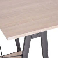 Vinsetto Computertisch Bürotisch Schreibtisch Arbeitstisch Esstisch 2 Regale MDF + Metall Natur+ Schwarz 140 x 60 x 75 cm(m-7)