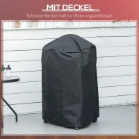 Outsunny grill na węgiel, z termometrem, czarny, 65 x 65 x 108 cm(m-6)