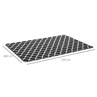 HOMCOM Teppich mit Rautenmuster, Vliesunterlage, 230 cm x 160 cm x 0,7 -0,8 cm, Schwarz + Weiß(m-3)