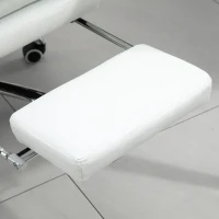 Vinsetto Bürostuhl mit Liegefunktion, ergonomisch höhenverstellbar  mit Fußstütze, gepolstert, bis 135 kg belastbar, 66 x 72 x 122-130 cm, Weiß(m-12)