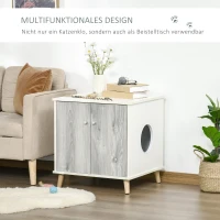 PawHut Katzenschrank für Katzentoilette Katzenklo Katzenhaus Katzenbett mit Türen Ausziehplatte 60 x 55 x 62,5 cm(m-4)