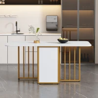 Tavolo Consolle Allungabile Multifunzionale con Cassetto, Trasformabile in 3 Forme, in Truciolato, Bianco(m-1)