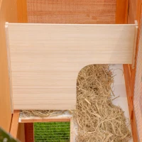 PawHut Kleintierstall Kleintierkäfig Kleintierhaus mit Asphaltdach Meerschweinchenstall Nagerkäfig Doppelstock Winterfest Tannenholz Gelb 120 x 48 x 100 cm(m-9)