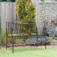 Outsunny tuinbank 2-zits met armleuningen voor tuinbalkon grijs(m-2)