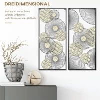 HOMCOM 3D -Wandbild Abstrakte Formen Moderne Wanddekoration Metall Gold + Schwarz(m-4)