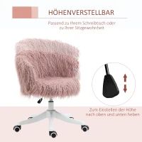 Vinsetto Bürostuhl im Boho-Stil, rosa Plüsch, 360 Grad drehbar, höhenverstellbar, Rosa + Weiß(m-5)