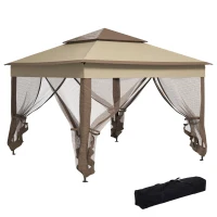 Outsunny Faltpavillon mit Seitenwänden Transporttasche Khaki 3,25 x 3,25 x 2,65 m(m-1)