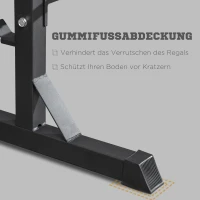 HOMCOM Hantelständer, für Hantelscheiben, Ablage für Stangen, bis 150 kg, Stahl, schwarz, 100 x 55 x 102cm(m-6)
