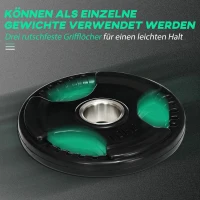 SPORTNOW Hantelscheibe, 2er-Set, 10 kg pro Scheibe, drei Griffe, bodenschonender Gummimantel, Metall(m-4)