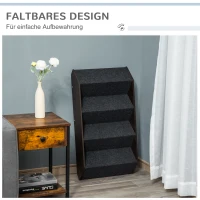 PawHut Haustiertreppe Hundetreppe 4 Stufen tragbare Katzentreppe Einstiegshilfe mit grauem Teppich für Katzen und Hunde einstellbar faltbar 46,5 x 55 x 64 cm(m-4)