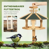 PawHut Vogelhaus, Futterhaus mit Ständer, herausnehmbare Futterschale, 77 cm x 77 cm x 126 cm, Gelb + Grün(m-4)