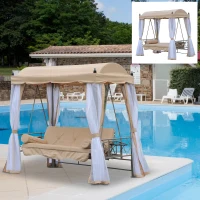 Outsunny Hollywoodschaukel Gartenschaukel Schaukelbank Gartenliege Schaukel 3-Sitzer Metall(m-2)