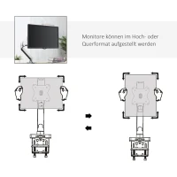 Vinsetto 13-39 Zoll Monitor Halterung Monitorhalter Monitor Tischhalterung Höhenverstellbar Neigbar Schwenkbar drehbar Aluminiumlegierung Silber 60 x 14 x 31-64 cm(m-6)