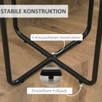 HOMCOM Beistelltisch im Industrie-Design, Tischplatte in Marmoroptik 50cm x 50 cm x 55 cm Grau Schwarz(m-6)