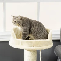 PawHut Kattenboom met krabpaal en kattenbed, inclusief kattenspeelgoed, 55 x 55 x 83 cm, Beige(m-7)