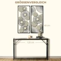 HOMCOM 3D -Wandbild Abstrakte Formen Moderne Wanddekoration Metall Gold + Schwarz(m-7)