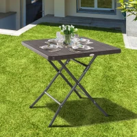 Outsunny Gartentisch Klapptisch Campingtisch Holz-Optik klappbar Kunststoff Braun 78x78x74cm(m-2)