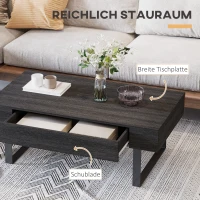 HOMCOM salontafel bijzettafel banktafel TV tafel salontafel woonkamertafel met lade planken stevig stalen frame eenvoudige structuur modern hout spaanplaat metaal donkergrijs 110 x 60 x 40 cm(m-5)