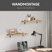 HOMCOM 2er-Set Regale, Bücherregal, Holzregal, Massivholz, Natur +  Schwarz(m-4)