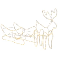 Outsunny Rentier-Motivleuchte Weihnachtsdekoraton, LED-Lichter, 103 cm x 21,5 cm x 44 cm, Weiß(m-1)