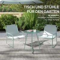 Outsunny 3-delige tuinmeubelset, 2 stoelen met ademende stoffen bekleding, 1 ronde tafel Ø60 cm, Groen(m-5)