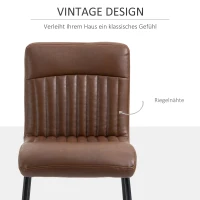 HOMCOM Barhocker Barstuhl mit Rückenlehne Esszimmerstuhl PU-Kunstleder Bistrohocker Tresenhocker Metall Braun+Schwarz 54 x 57 x 112 cm(m-4)