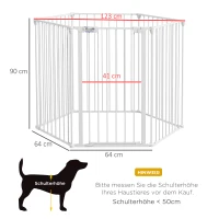 PawHut Puppy Playpen, modulair ontwerp, inklapbaar, stalen frame, voor binnengebruik, wit, 90 x 123 x 102cm(m-3)