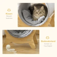 PawHut Katzenhöhle Katzenbett mit Regal Katzenhaus Katzenhütte mit Kratzunterlage Indoor Grau 41 x 40 x 47 cm(m-6)