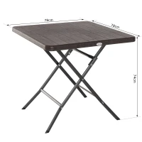 Outsunny Gartentisch Klapptisch Campingtisch Holz-Optik klappbar Kunststoff Braun 78x78x74cm(m-3)