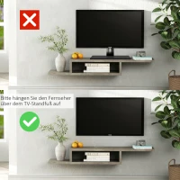 HOMCOM Tv-wandkast lowboard hangplank Tv-kast spaanplaat cementgrijs(m-5)