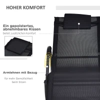 Outsunny Schaukelstuhl, Schaukelliege mit Kopfkissen, Gartenliege, Schwungliege, Texteline, Schwarz, 160 x 61 x 79 cm(m-4)