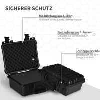 Outsunny 2er-Set Wertsachenkoffer mit Rollen und 2 Griffen, wasserdicht, mit Luftventil, 34 cm x 29 cm x 15 cm, Schwarz(m-5)