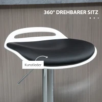 HOMCOM Barhocker, 2er-Set, höhenverstellbar, drehbar, mit Fußstütze, Stahl+Kunstleder, schwarz, 39 x 41 x 68-88 cm(m-6)